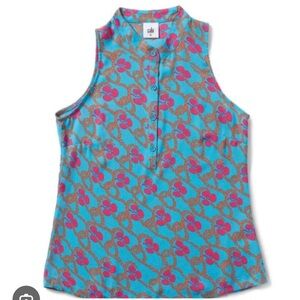 CAbi Women's Sleeveless Floral Top - Blue and Pink 6628 - XL
